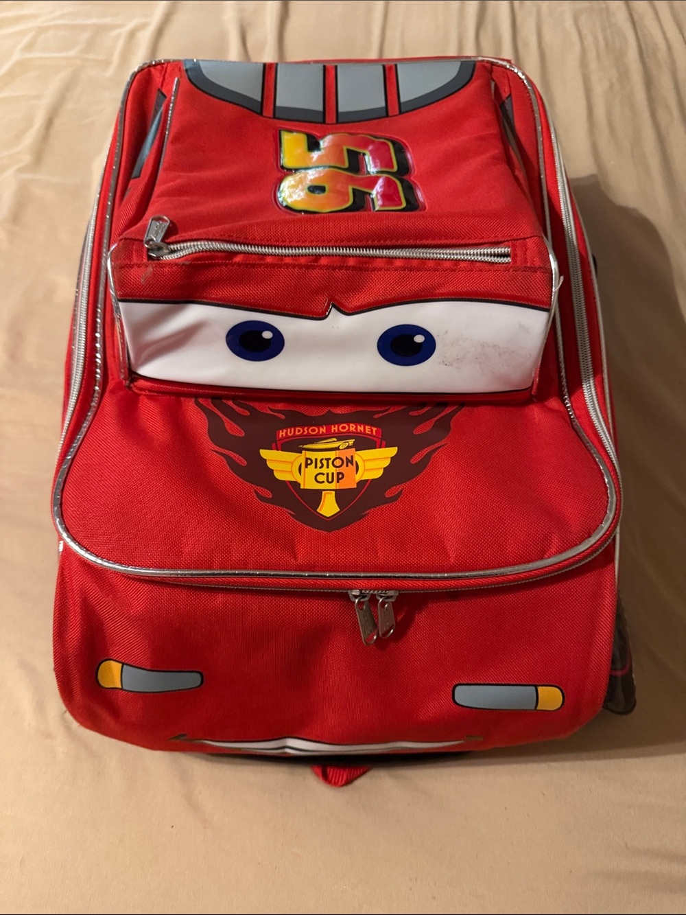 Disney Red Lightning McQueen Kids Rolling Luggage